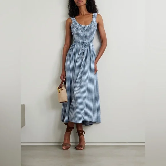 NWT Doen Emmaretta blue gingham medium - Picture 1 of 7